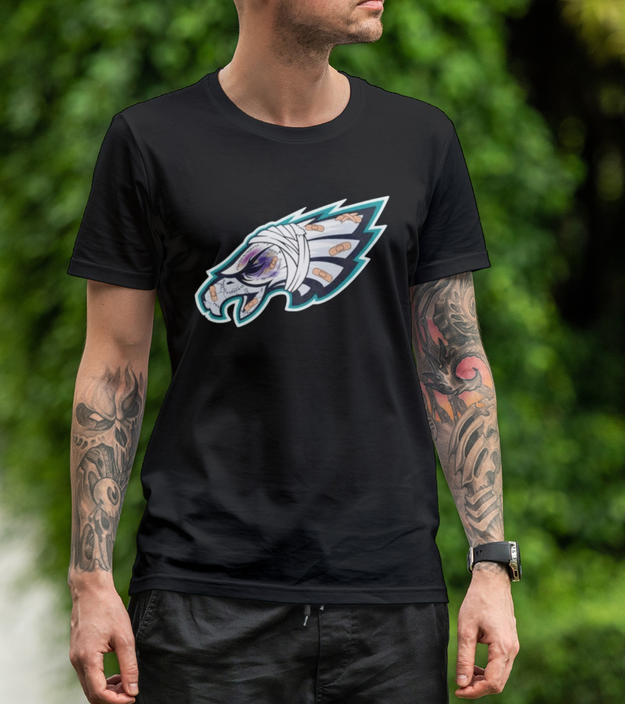 Philadelphia Eagles Injured Bandaged Logo Sports Humor T-Shirt