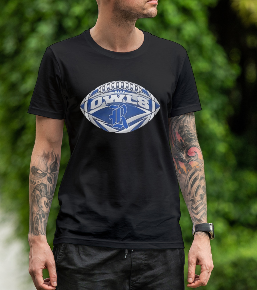 Rice Owls Football NCAA Oval Shape R Logo Football T-Shirt