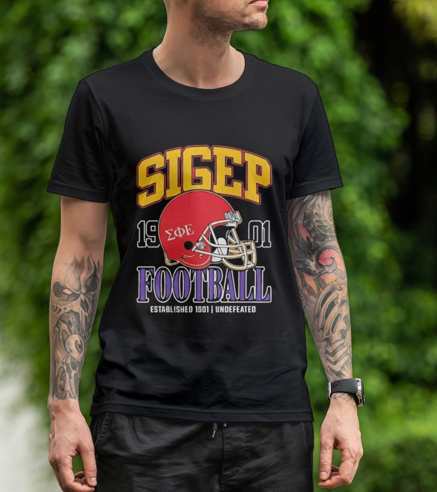 SigEp Football 1901 Red Helmet Undefeated Established 1901 T-Shirt