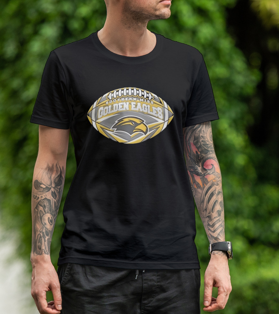 Southern Miss Golden Eagles Football NCAA Oval Shape Eagle Head T-Shirt