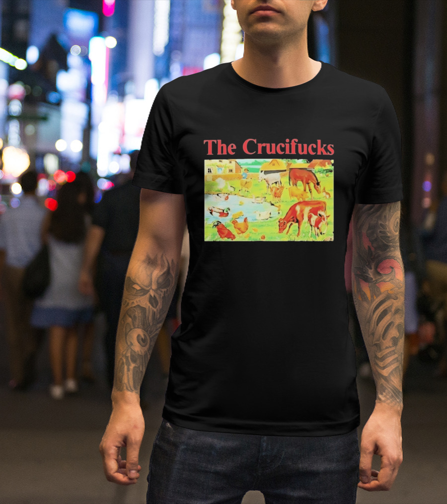 The Crucifucks Farm Animals Punk Rock Band Pastoral Scene T-Shirt