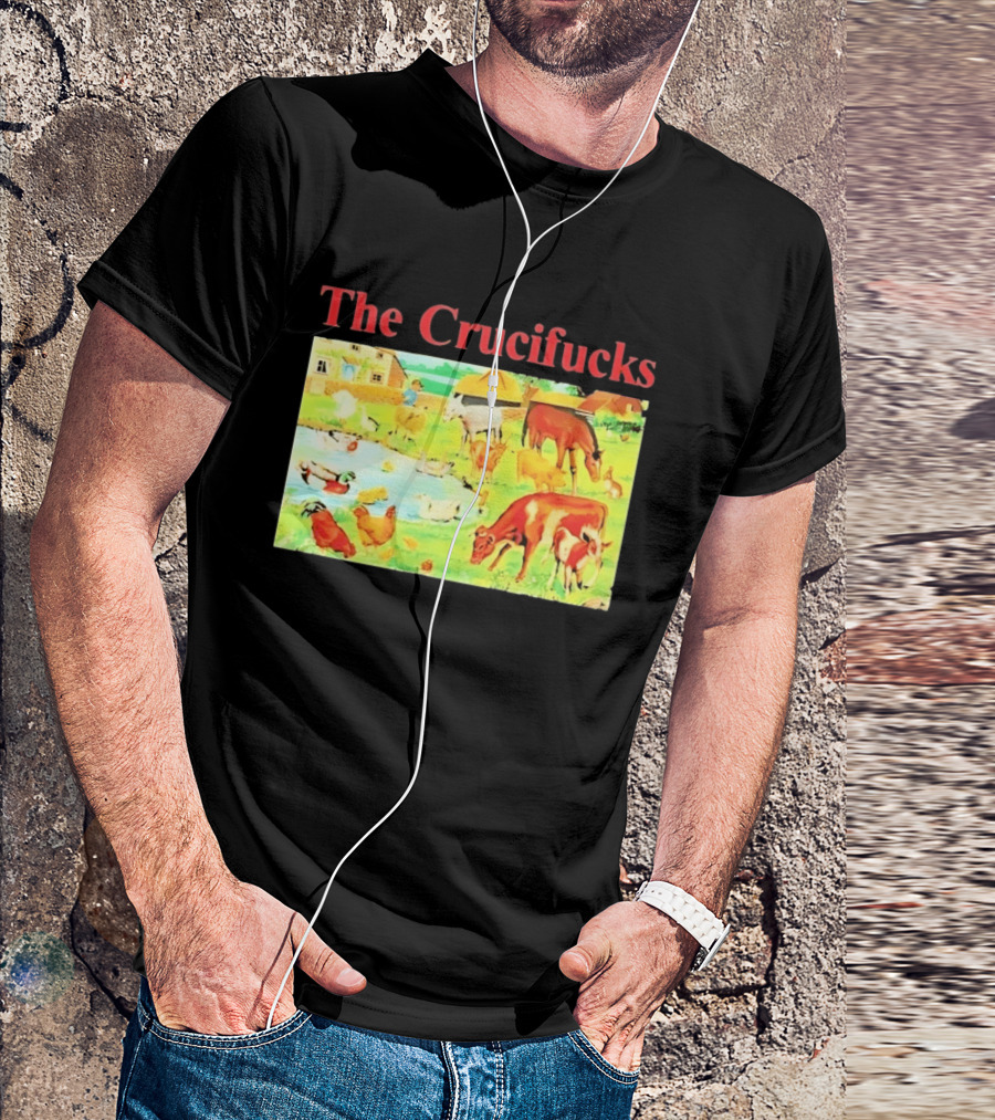 The Crucifucks Farm Animals Punk Rock Band Pastoral Scene T-Shirt