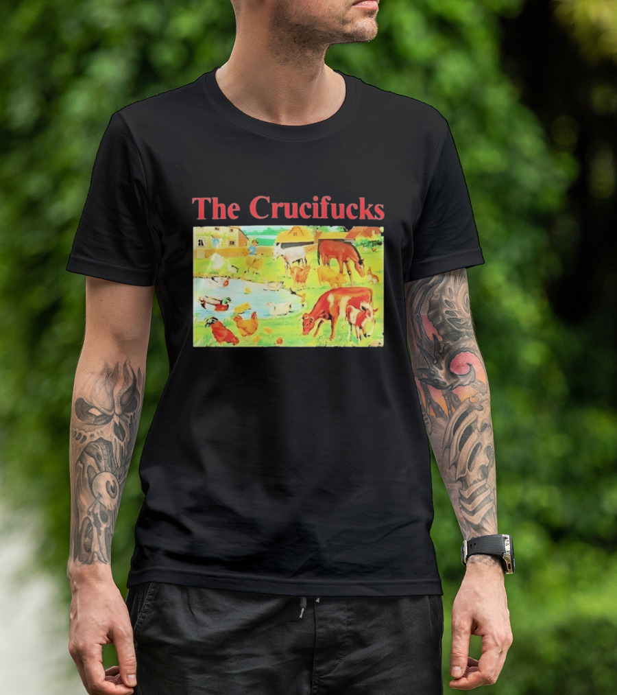 The Crucifucks Farm Animals Punk Rock Band Pastoral Scene T-Shirt