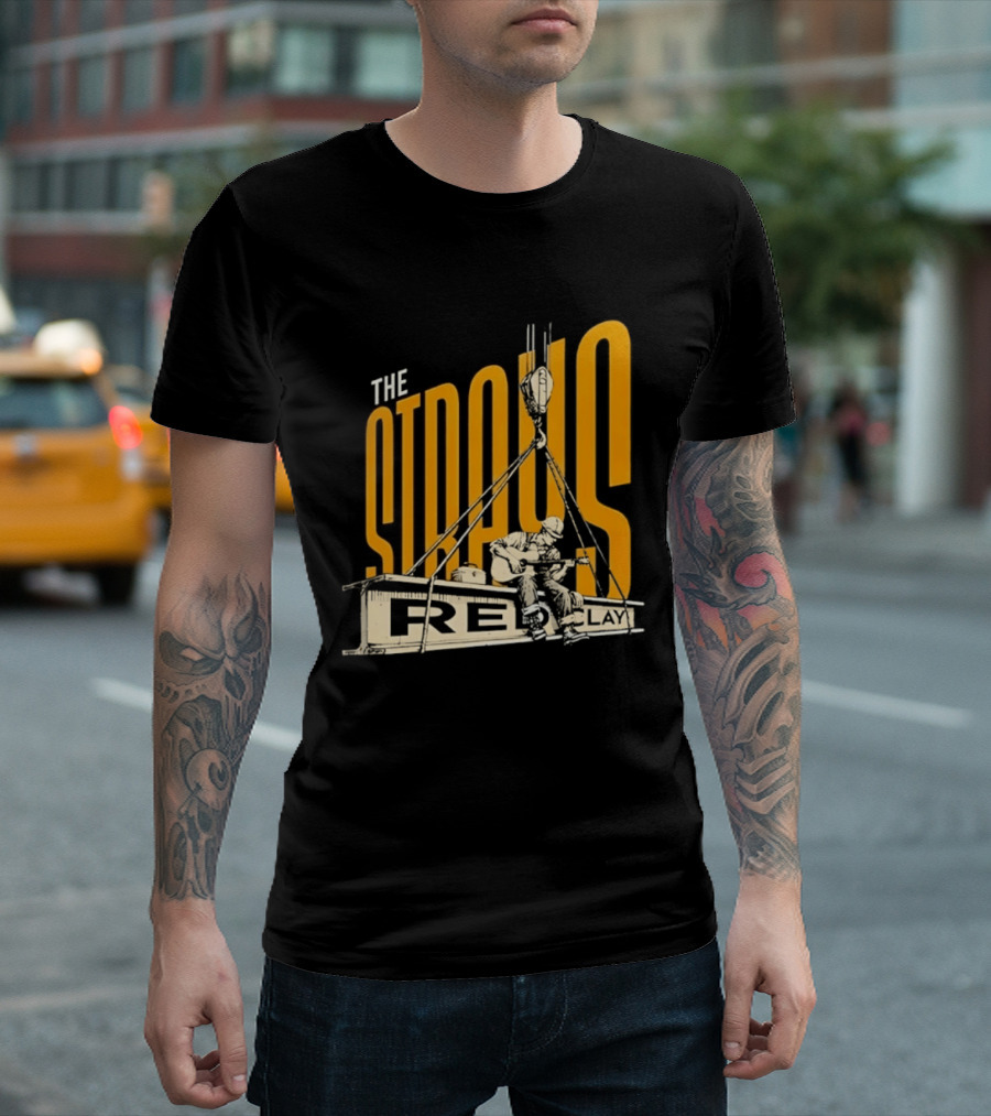 The Straus Red Clay Construction Worker Playing Guitar T-Shirt