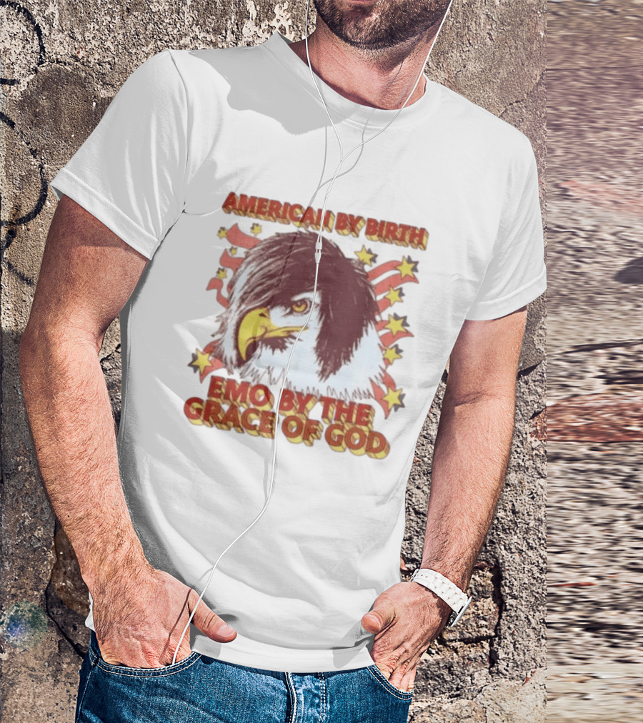 American By Birth Emo By The Grace Of God Eagle Stars And Stripes T-Shirt