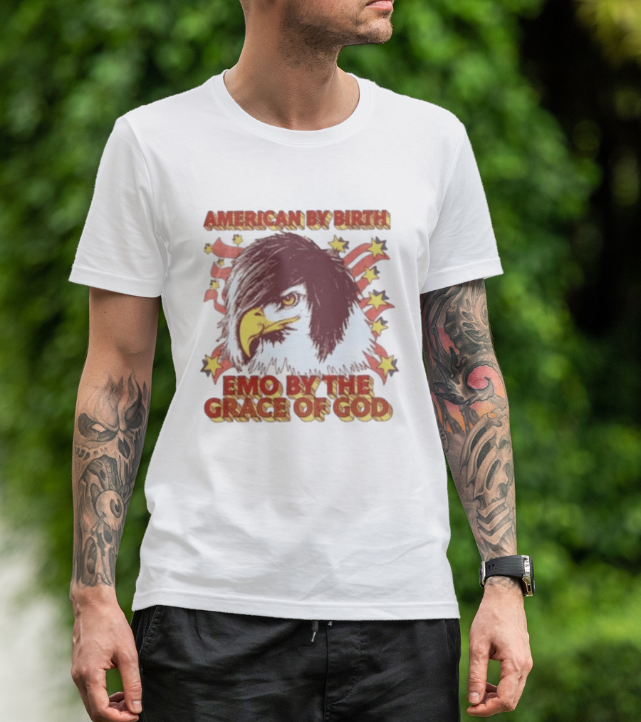 American By Birth Emo By The Grace Of God Eagle Stars And Stripes T-Shirt