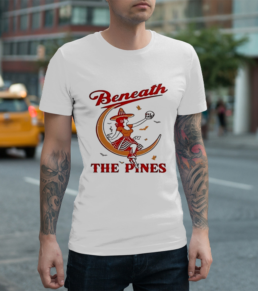 Beneath The Pines Witch Moon Skull Gothic T-Shirt