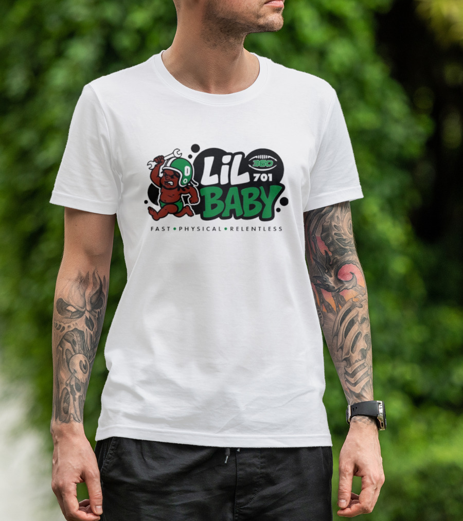 Lil Baby 360 701 Fast Physical Relentless Football Cartoon T-Shirt