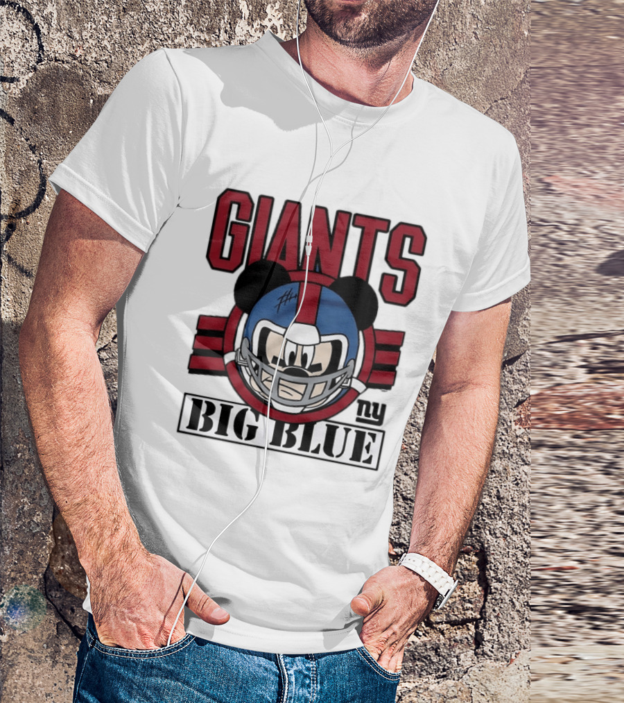 New York Giants Mickey Mouse Big Blue NFL Collaboration T-Shirt