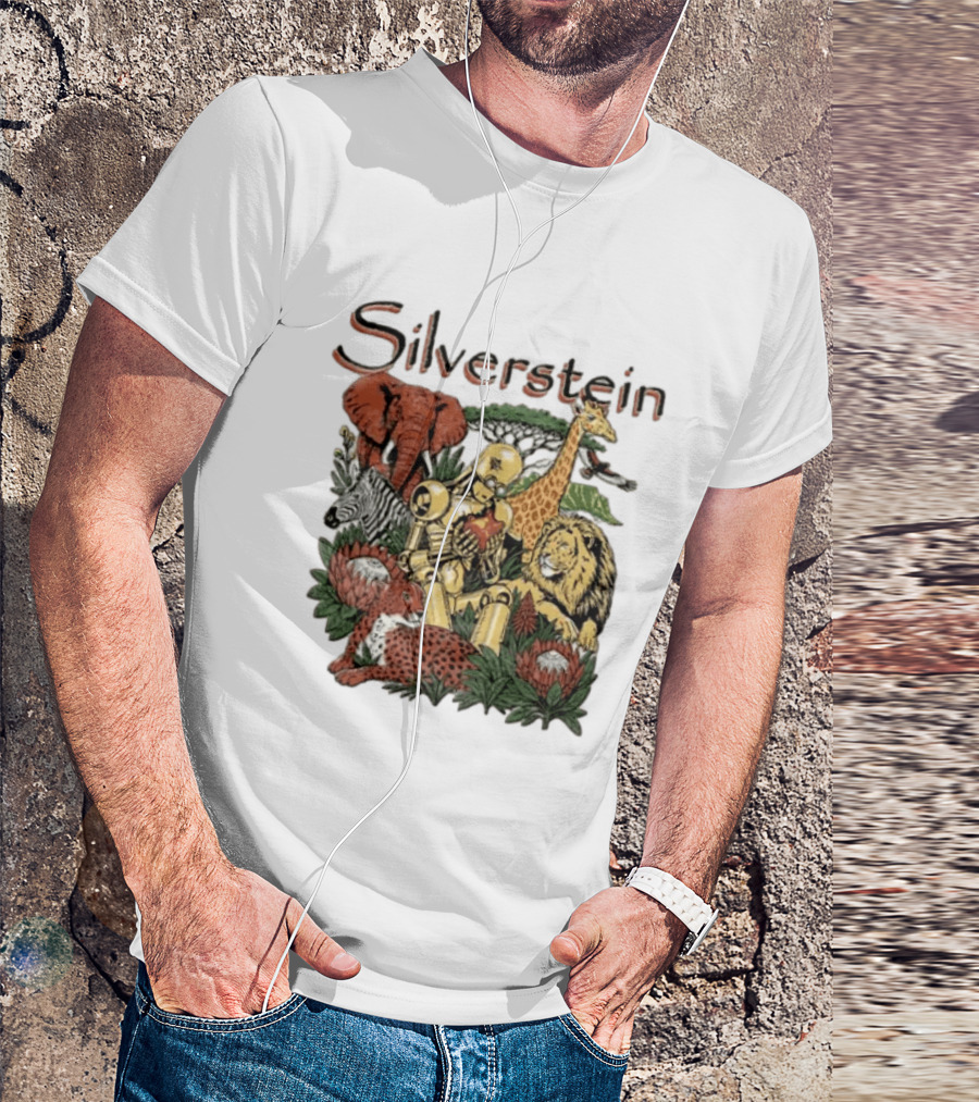 Silverstein Safari Robot With Elephant Giraffe Lion Leopard Post Hardcore T-Shirt