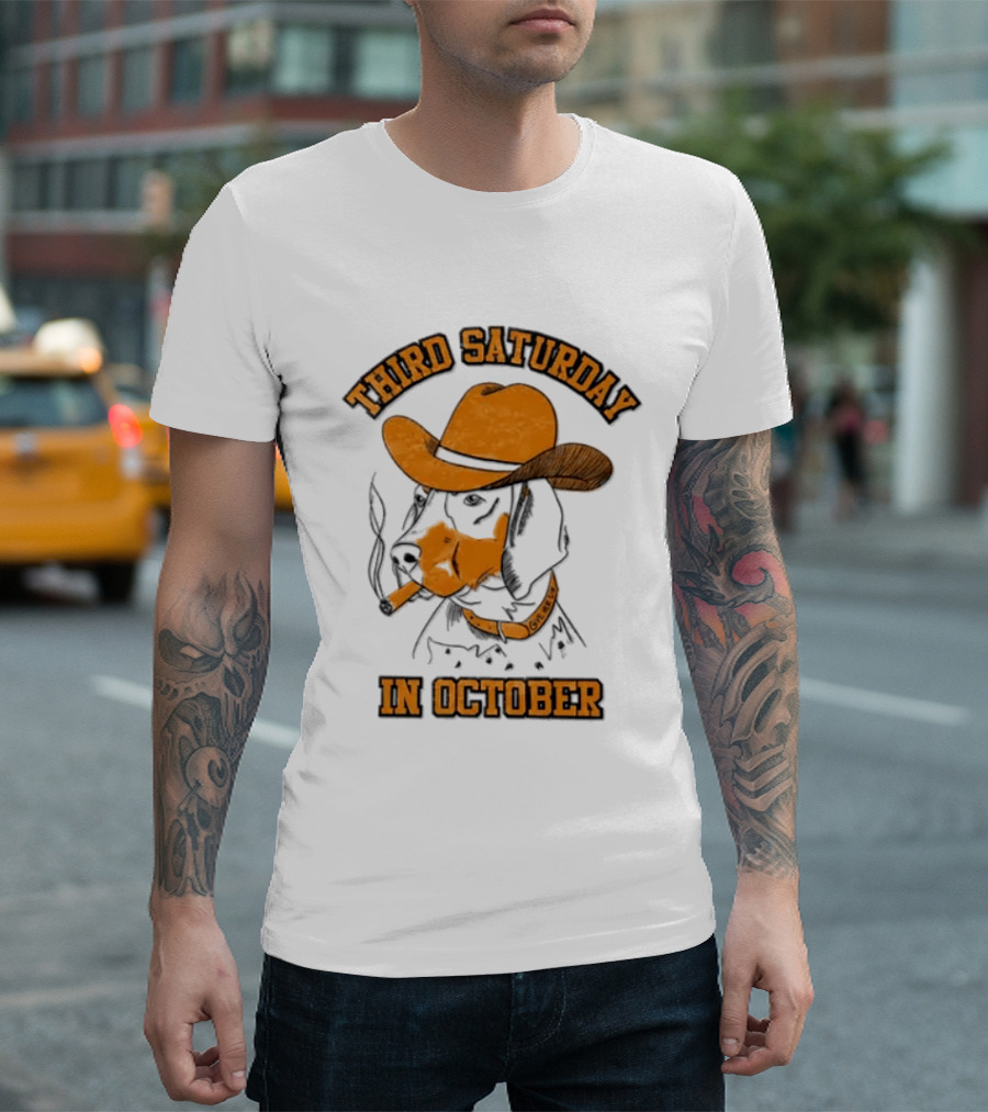 Third Saturday In October Tennessee Volunteers Dog With Cowboy Hat T-Shirt