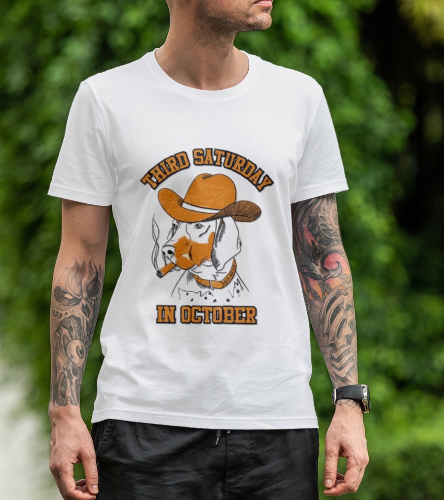 Third Saturday In October Tennessee Volunteers Dog With Cowboy Hat T-Shirt