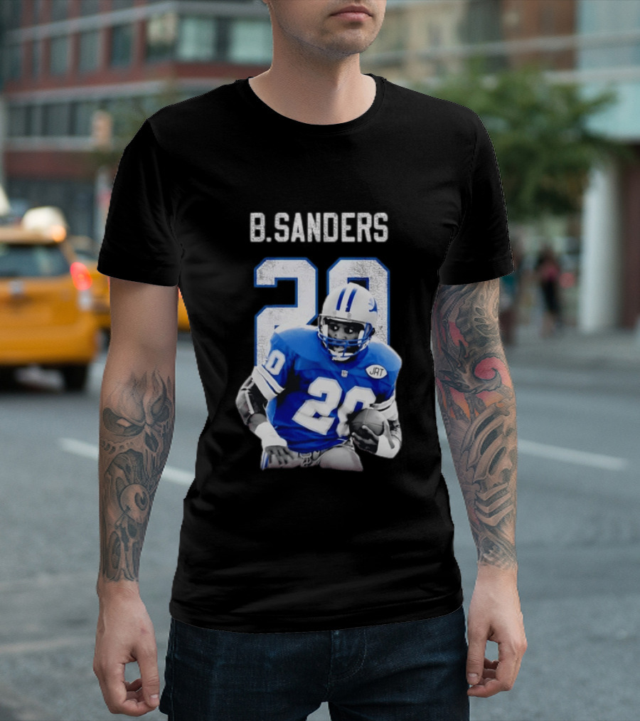 B Sanders 20 Detroit Lions Blue Football Jersey T-Shirt