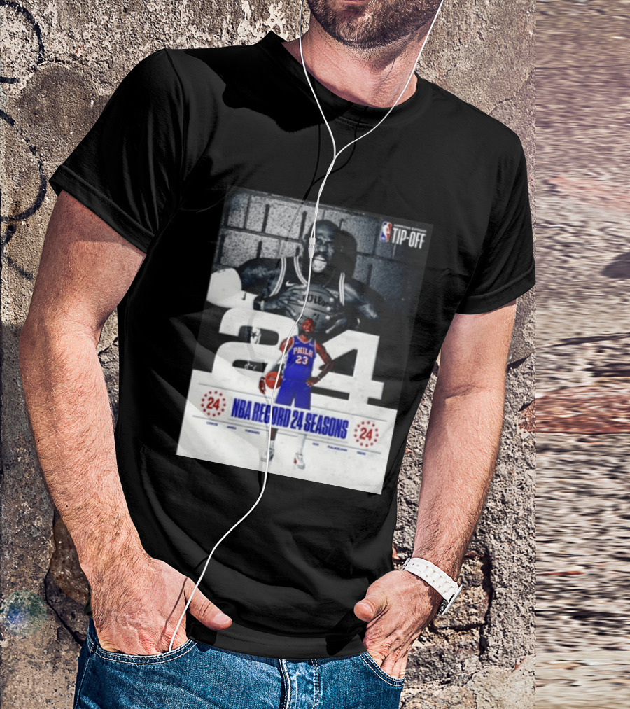 NBA Tip Off LeBron James Philadelphia 76ers Record 24 Seasons T-Shirt