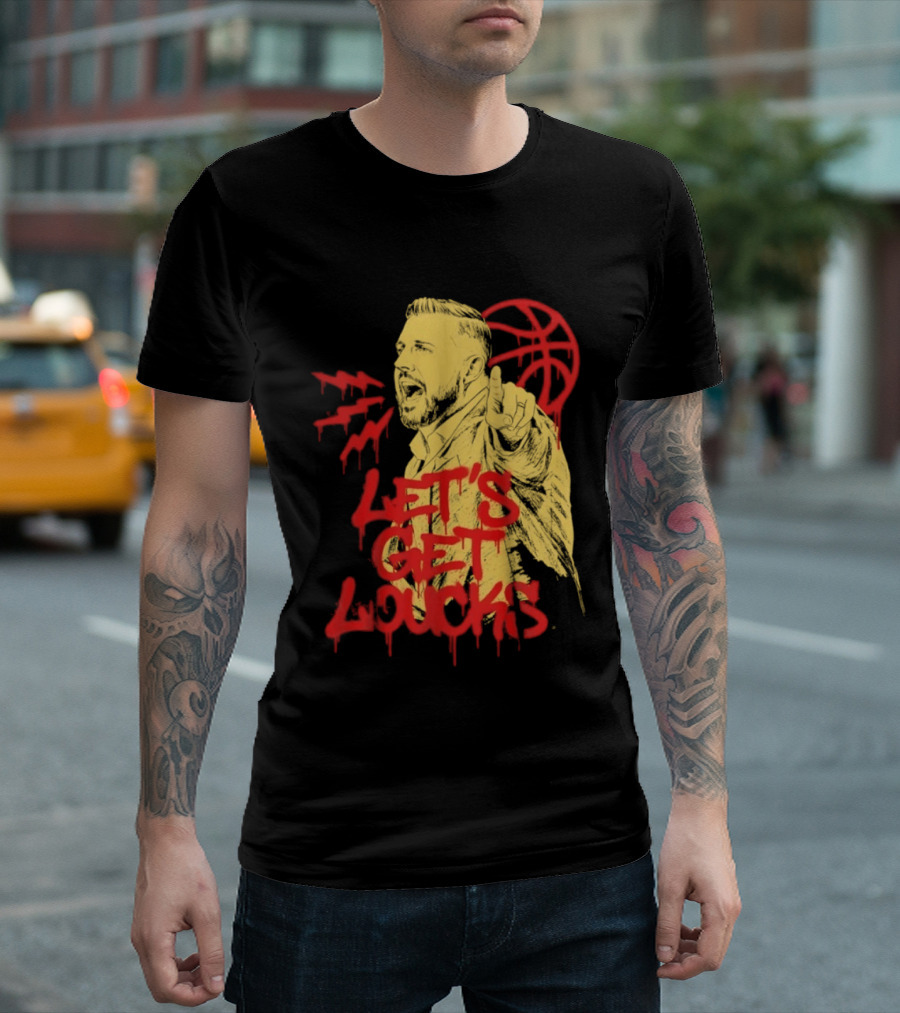 Let's Get Loucks Basketball Coach Sports Red Dripping T-Shirt