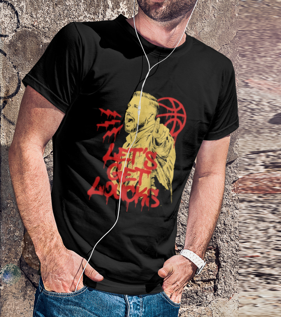 Let's Get Loucks Basketball Coach Sports Red Dripping T-Shirt