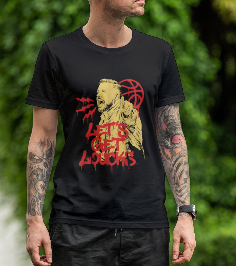 Let's Get Loucks Basketball Coach Sports Red Dripping T-Shirt