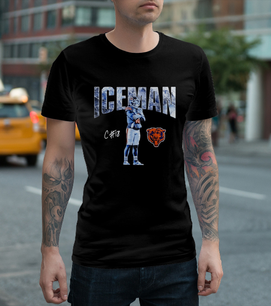 Caleb Williams Chicago Bears Iceman C Number 18 Bear T-Shirt