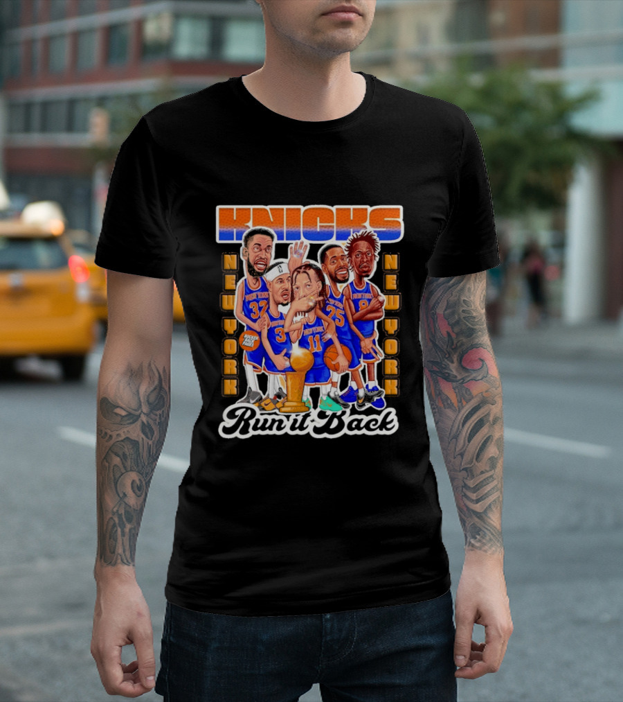 NY Knicks New York Run It Back Players 32 3 11 25 8 Bocker Back Pages T-Shirt