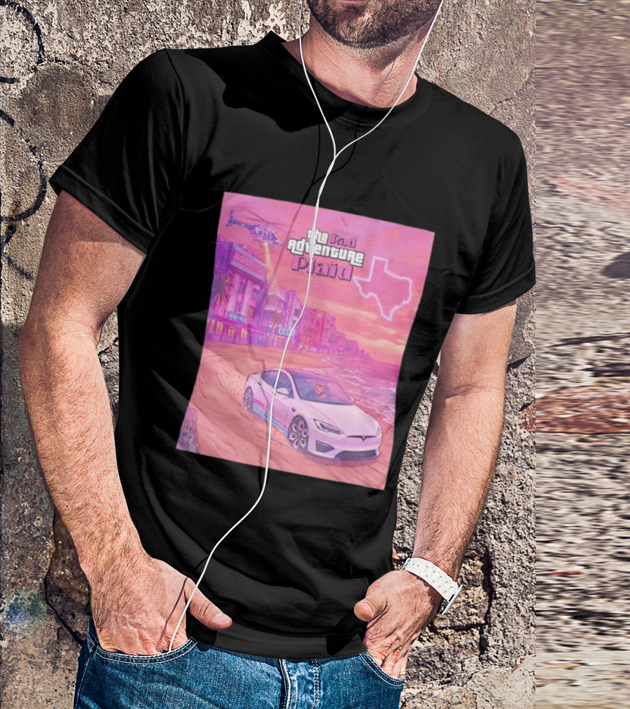 Rad Adventure Plaid Tesla Beach Gag City Joshwest247 Texas Neon Helicopter T-Shirt