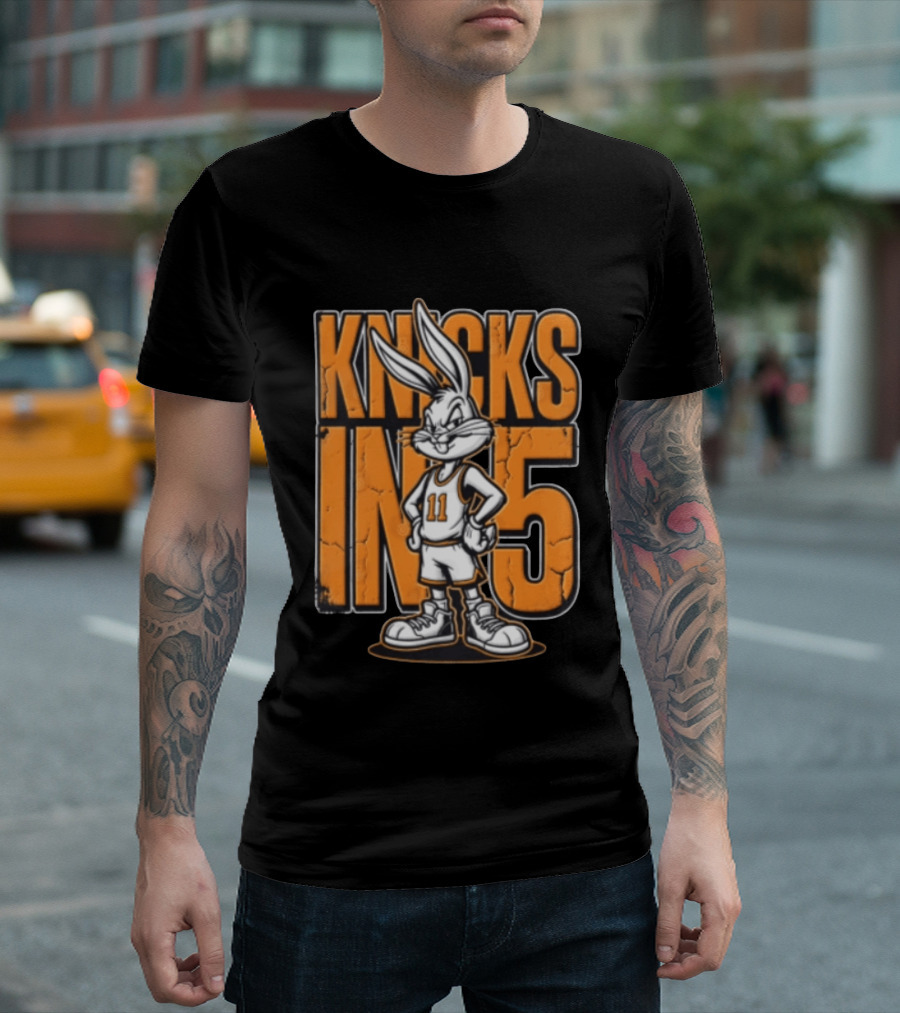 Jalen Brunson Knicks In 5 Bugs Bunny Basketball Cartoon T-Shirt