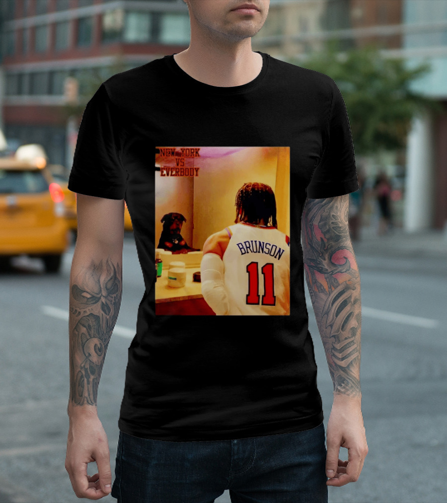 Jalen Brunson 11 New York Knicks Vs Everybody Basketball Mirror Moment T-Shirt