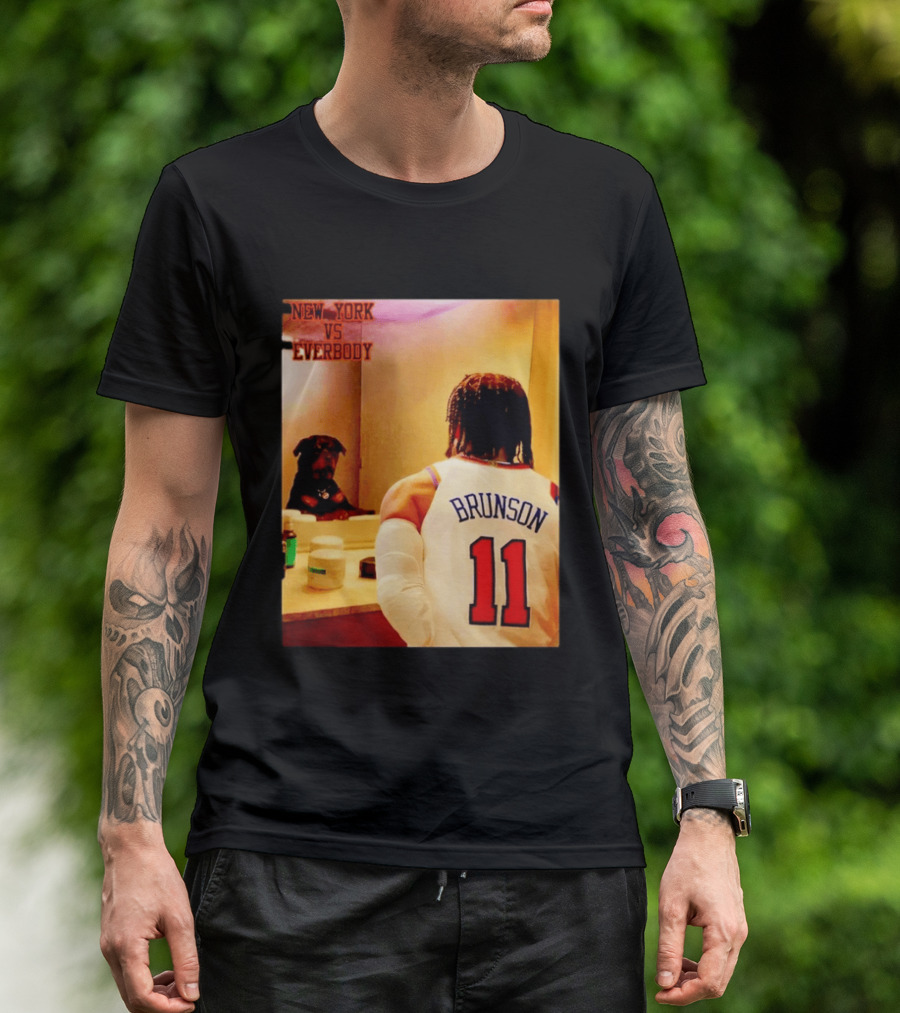 Jalen Brunson 11 New York Knicks Vs Everybody Basketball Mirror Moment T-Shirt