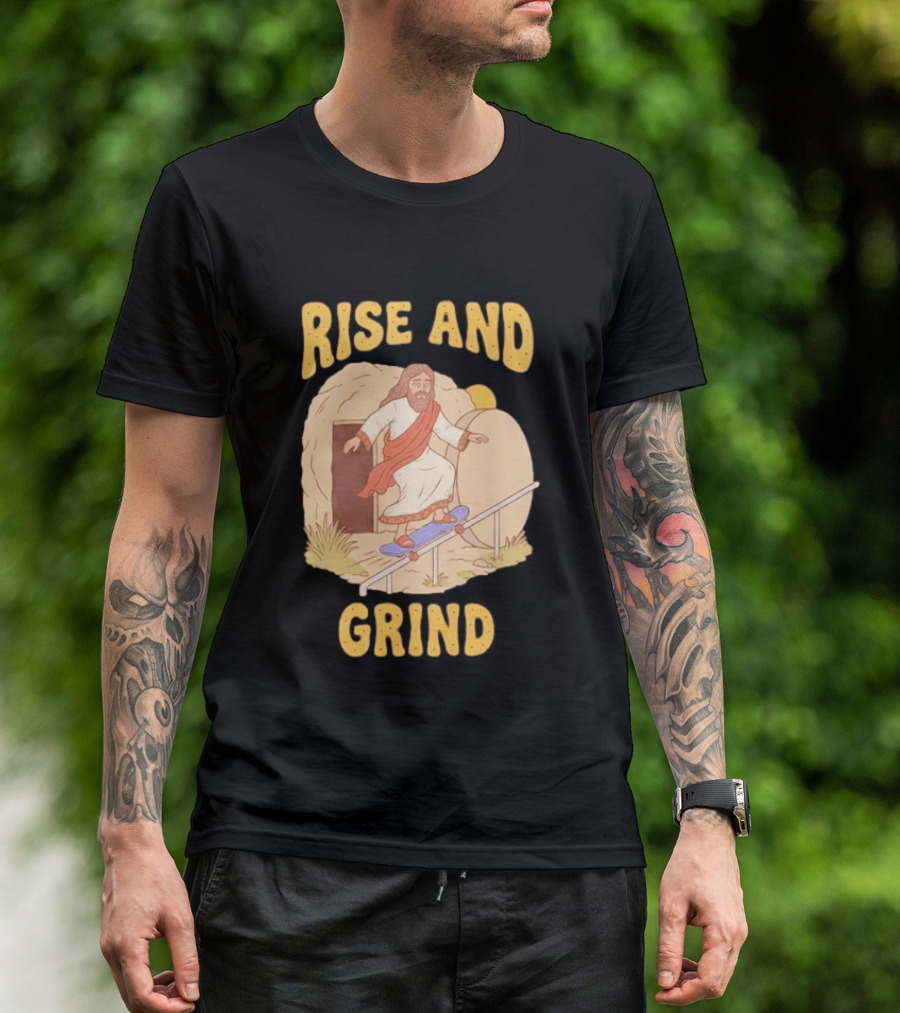 Rise And Grind Jesus Skateboarding Resurrection T-Shirt