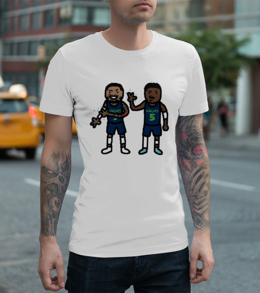 Anthony Edwards Jaden McDaniels Timberwolves 5 Pixel Players T-Shirt