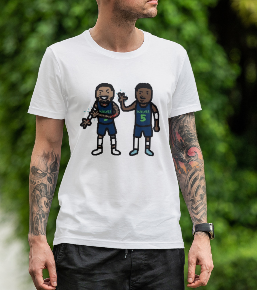 Anthony Edwards Jaden McDaniels Timberwolves 5 Pixel Players T-Shirt