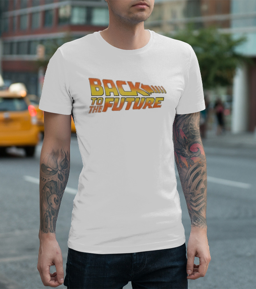 Back To The Future 80s Sci Fi Movie Retro Yellow Orange T-Shirt