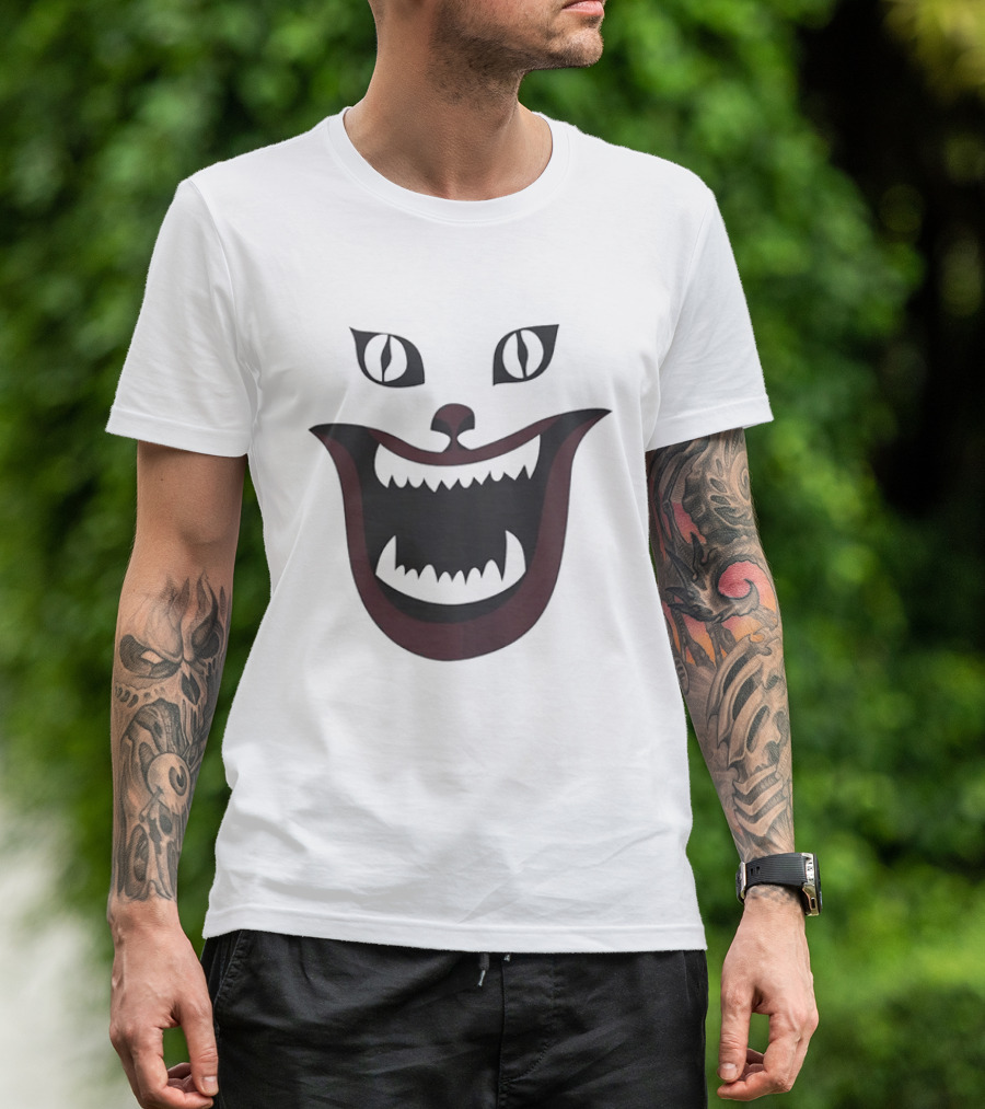 Cheshire Cat Grinning Face Alice In Wonderland Creepy Smile T-Shirt