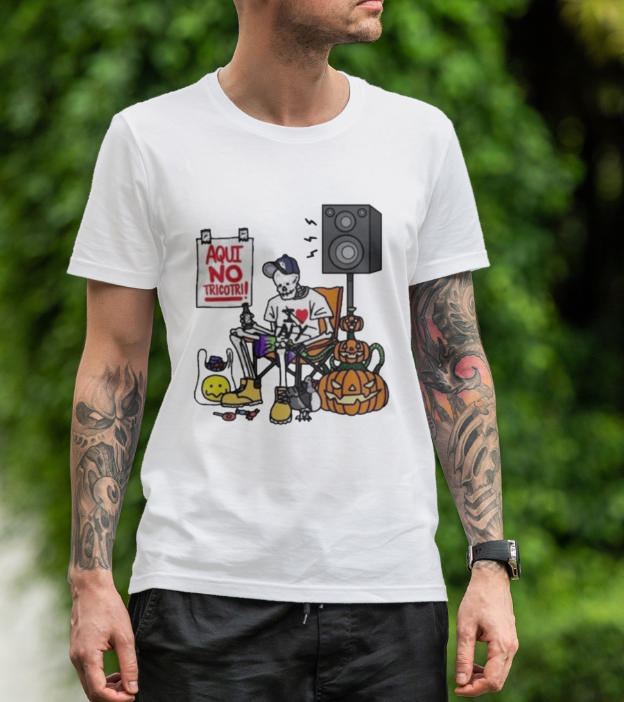 I Love New York Aqui No Tricotri Skeleton Halloween Pumpkin Speaker Chair T-Shirt