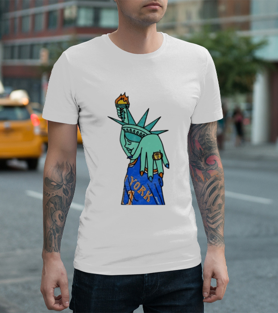Jalen Brunson New York Knicks Liberty Statue Basketball Fan T-Shirt