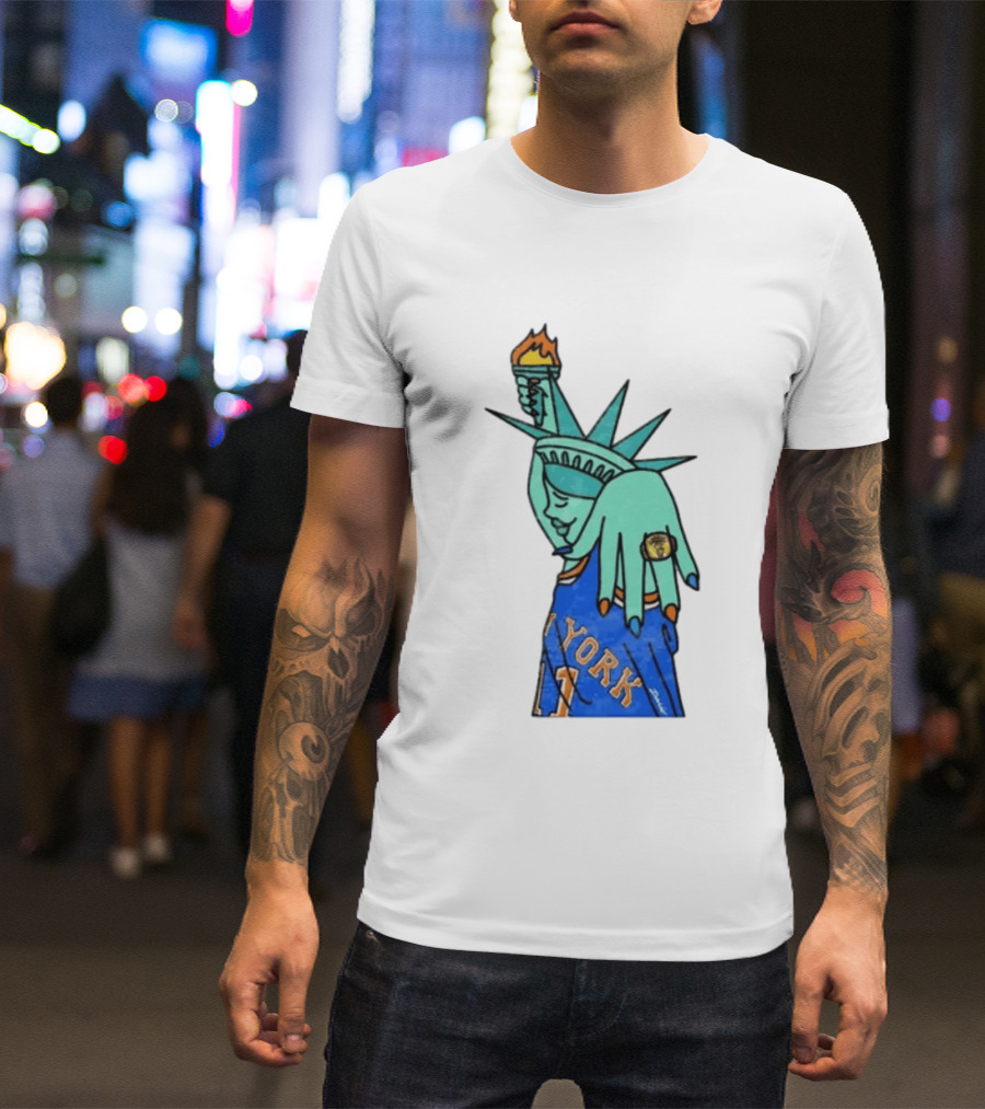 Jalen Brunson New York Knicks Liberty Statue Basketball Fan T-Shirt