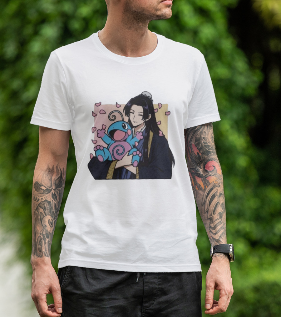 Jinshi From The Apothecary Diaries Holding Politoed Surrounded By Falling Petals T-Shirt