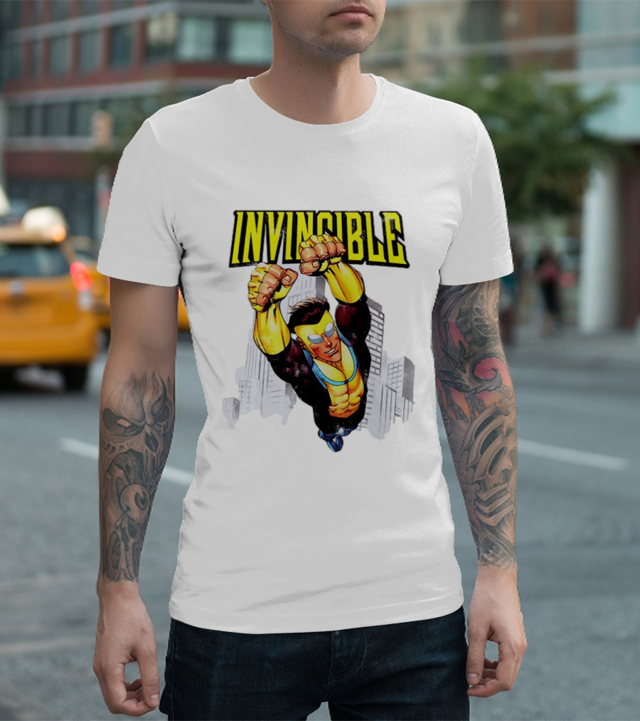 Invincible Mark Grayson Superhero Flying Action Pose T-Shirt