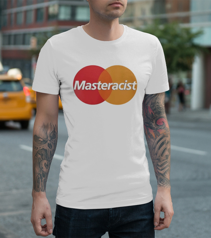 Masteracist Parody Branding With Overlapping Red And Orange Circles T-Shirt