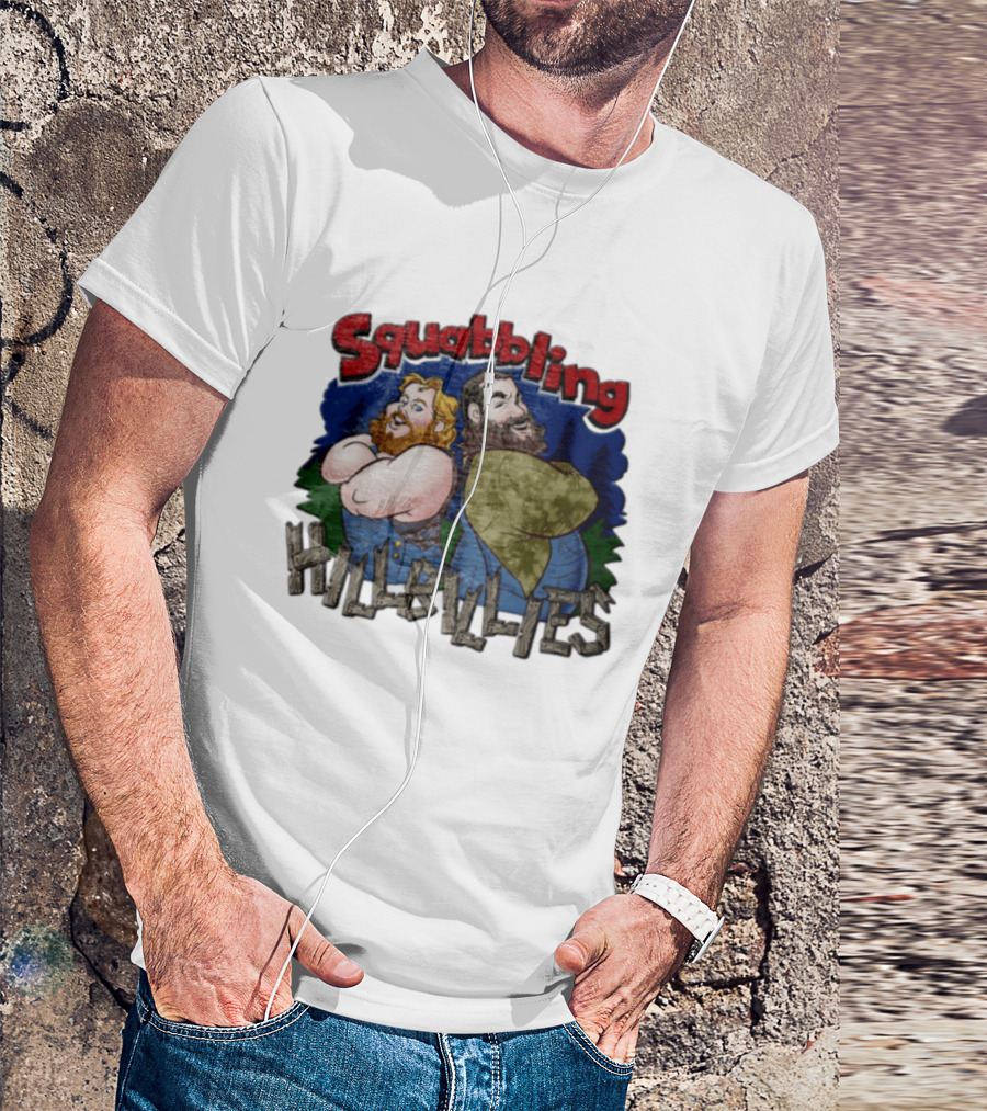 Squabbling Hillbillies Cartoon Duo In Rustic T-Shirt