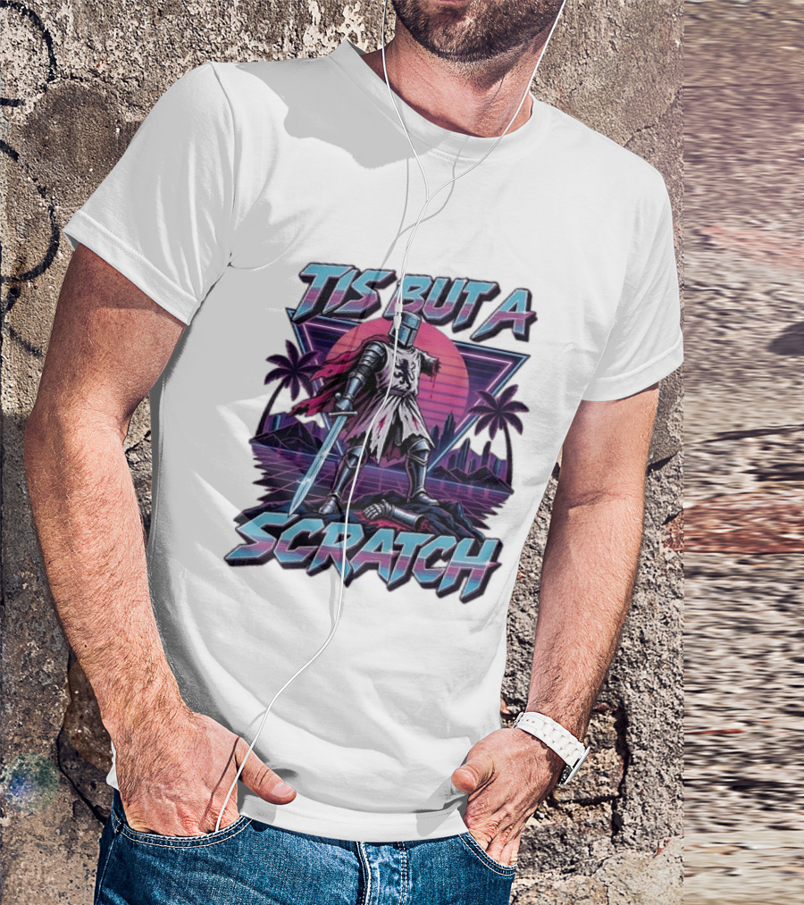 Tis But A Scratch Monty Python Knight Retro Synthwave T-Shirt