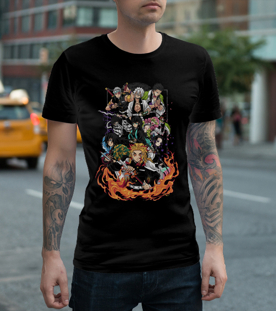Kimetsu No Yaiba Demon Slayer Hashira Pillars Flame and Water Hashira T-Shirt