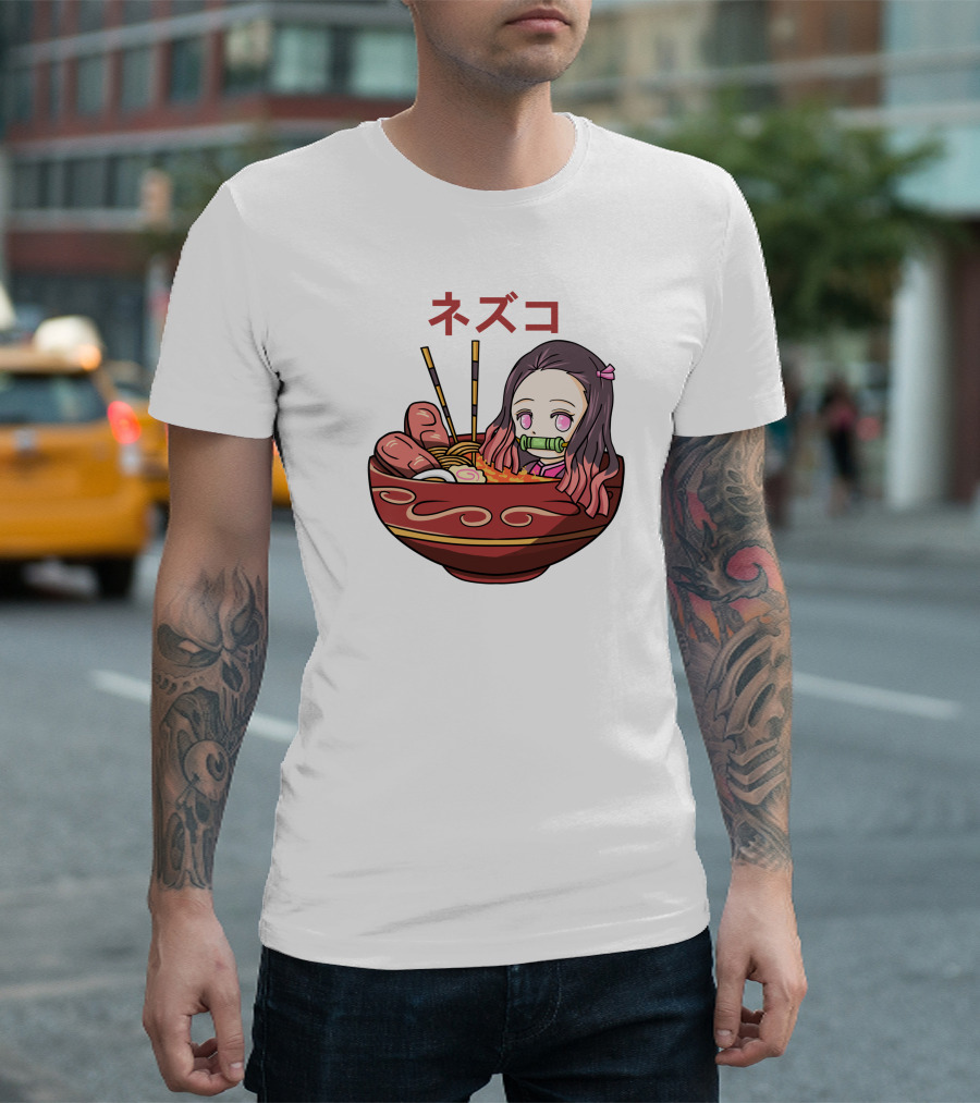 Nezuko Ramen Bowl Kimetsu No Yaiba Demon Slayer Character T-Shirt