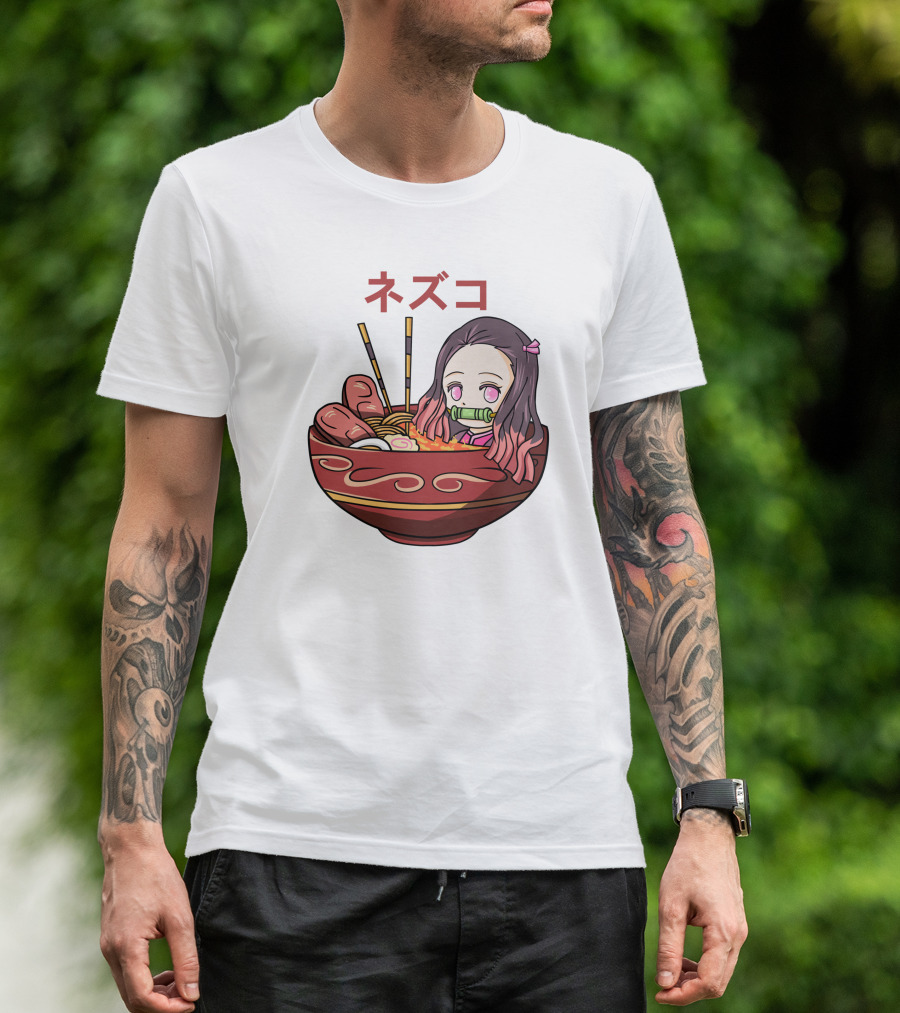 Nezuko Ramen Bowl Kimetsu No Yaiba Demon Slayer Character T-Shirt