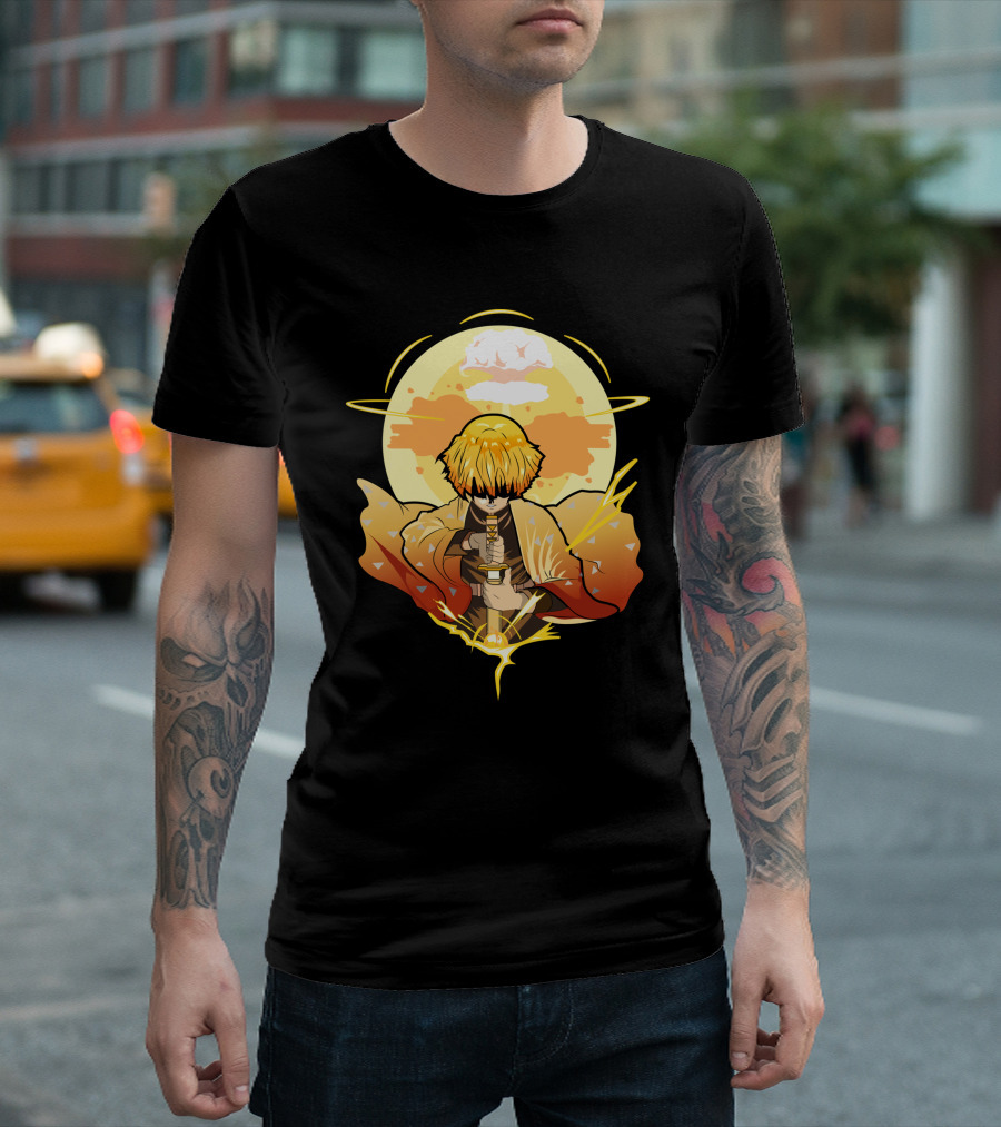 Demon Slayer Kimetsu no Yaiba Zenitsu Thunder Breathing Lightning Style Aura T-Shirt