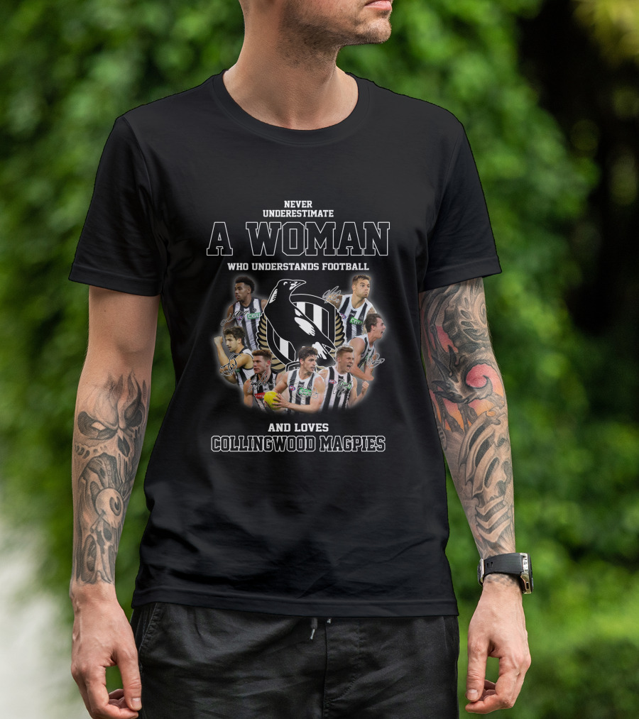 Never Underestimate A Woman Who Understands Football And Loves Collingwood Magpies T-Shirt