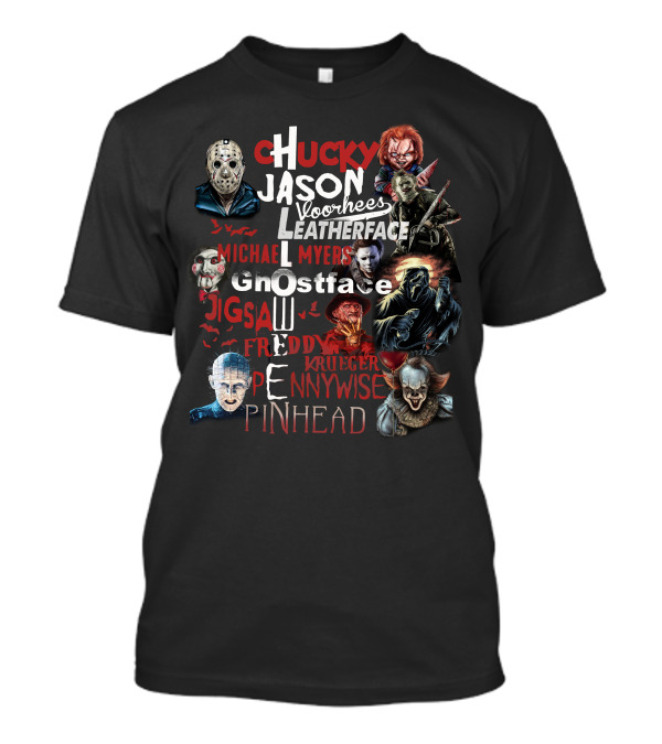Chucky Jason Voorhees Leatherface Michael Myers Ghostface Jigsaw Freddy Krueger Pennywise Pinhead T-Shirt