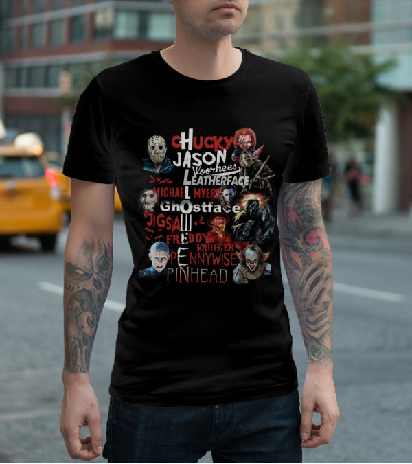 Chucky Jason Voorhees Leatherface Michael Myers Ghostface Jigsaw Freddy Krueger Pennywise Pinhead T-Shirt