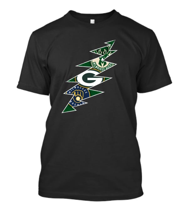 Green Bay Packers Milwaukee Brewers Milwaukee Bucks Grateful Dead Lightning Bolt T-Shirt