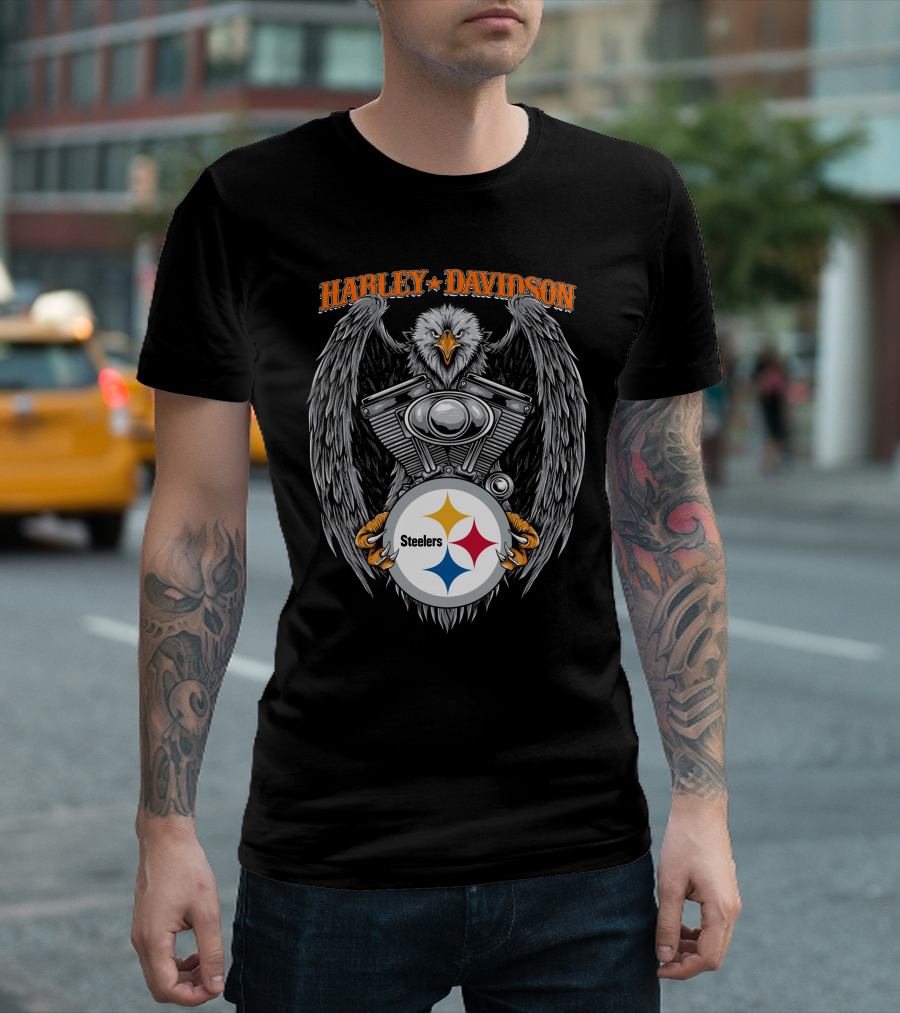 Harley Davidson Eagle Pittsburgh Steelers Collaboration T-Shirt