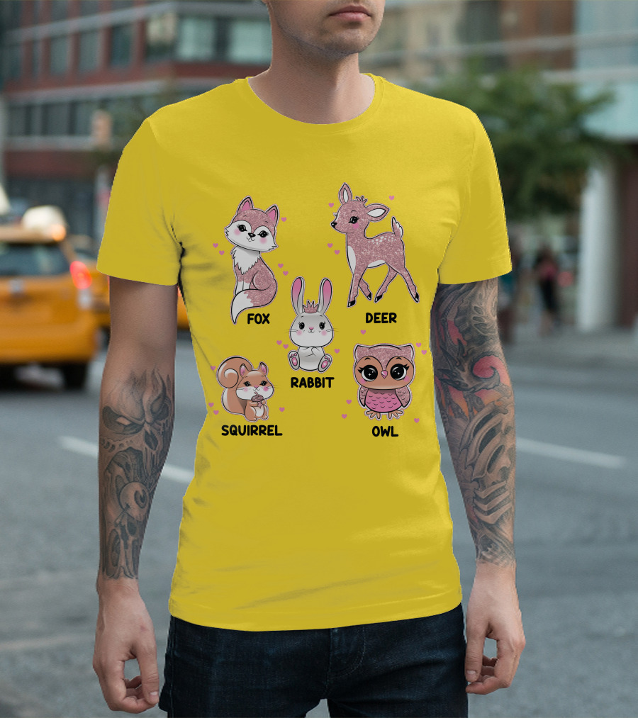 Fox Deer Rabbit Squirrel Owl Cute Animals T-Shirt